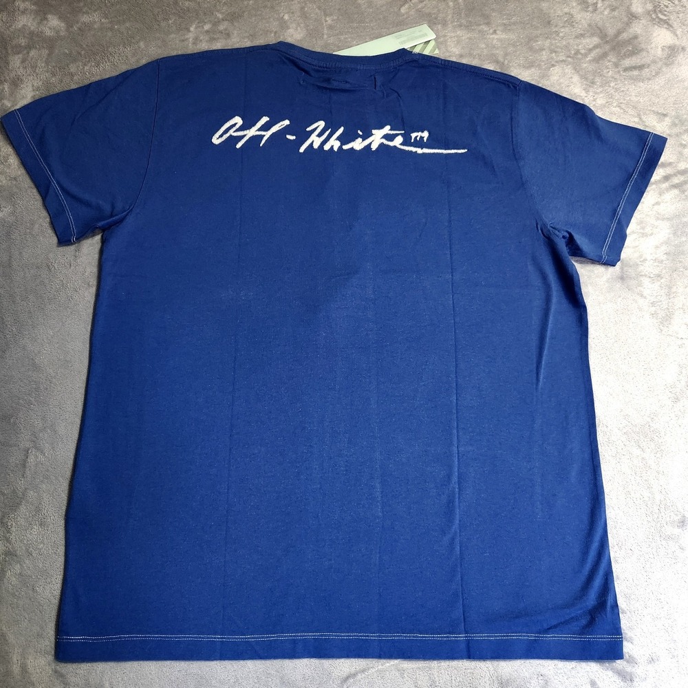 Authentic Deadstock Off-White Blue Rose Embroidered Short Sleeve T-Shirt XXL New